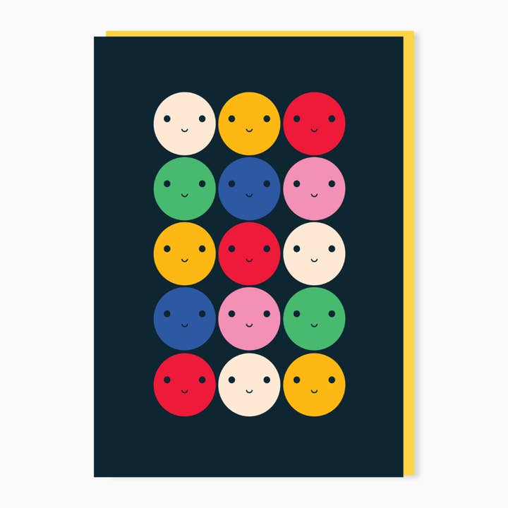 Happy faces greeting card – Everyday card for wholesale by Stoats & Weasels