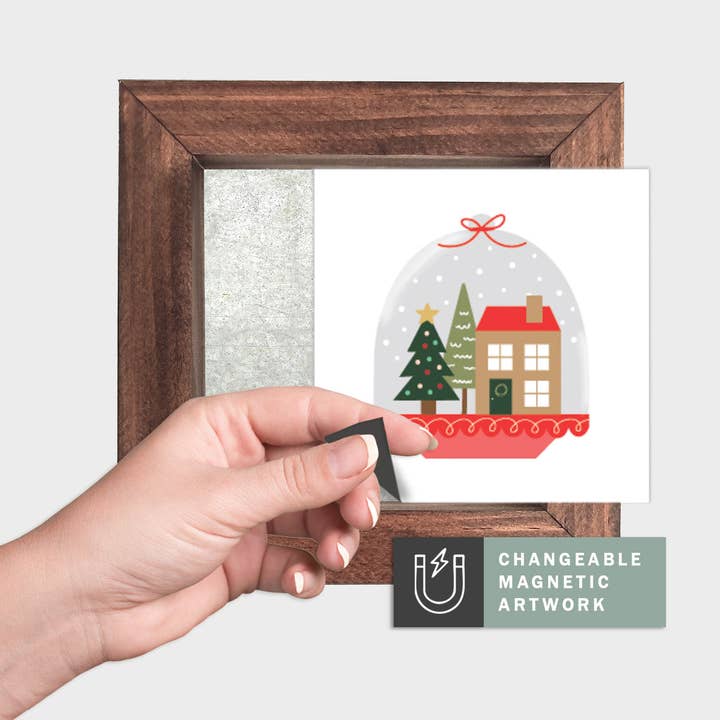 Insert décor saisonnier magnétique pour panneau interchangeable (mini) : Boule à neige | Noël | Panneau magnétique vierge vendu séparément pour la vente par Simpler Seasons Decor
