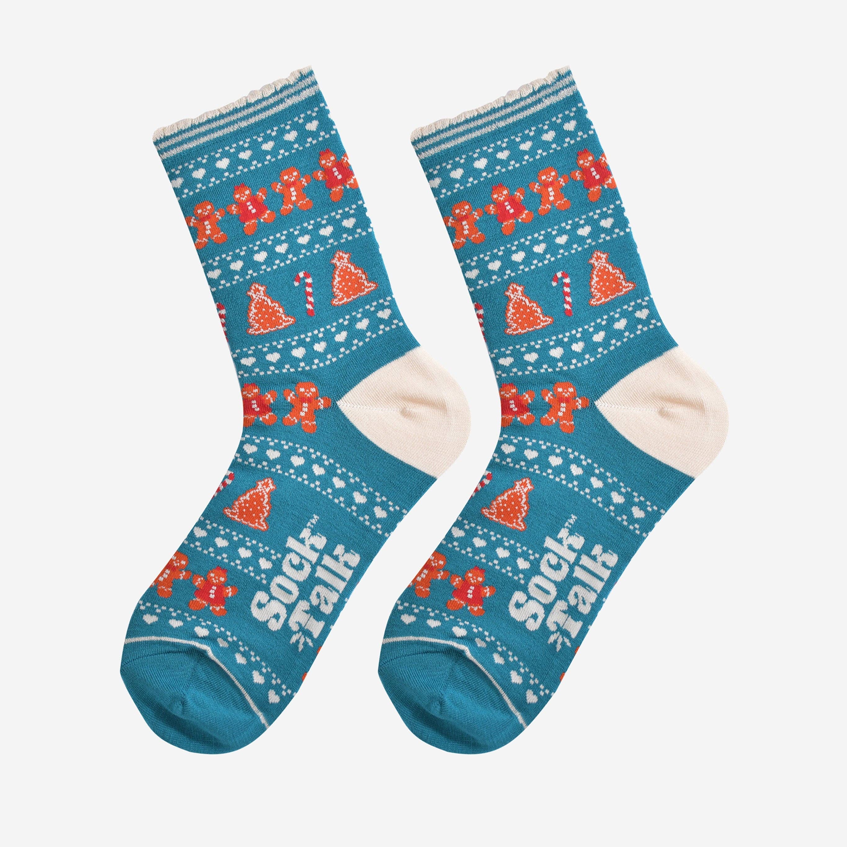 Sock Talk - Wholesale Socks - Women's - Women's Bamboo Socks - Teal/Cream, Gingerbread Fair Isle1
