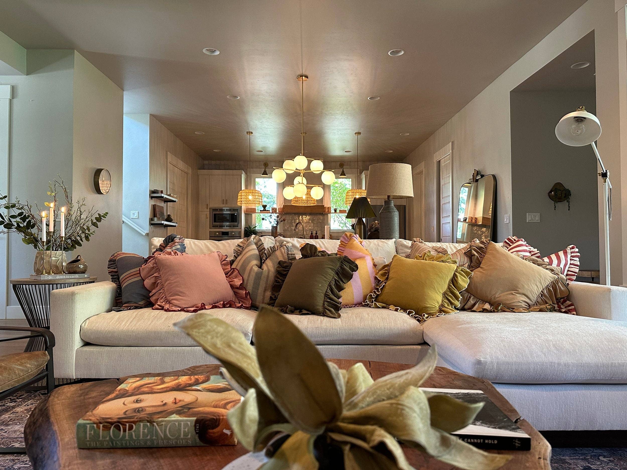 Rennah Collective - Wholesale Throw/Decorative Pillow - Olive and Sage Striped-Ruffle Pillow Cover4