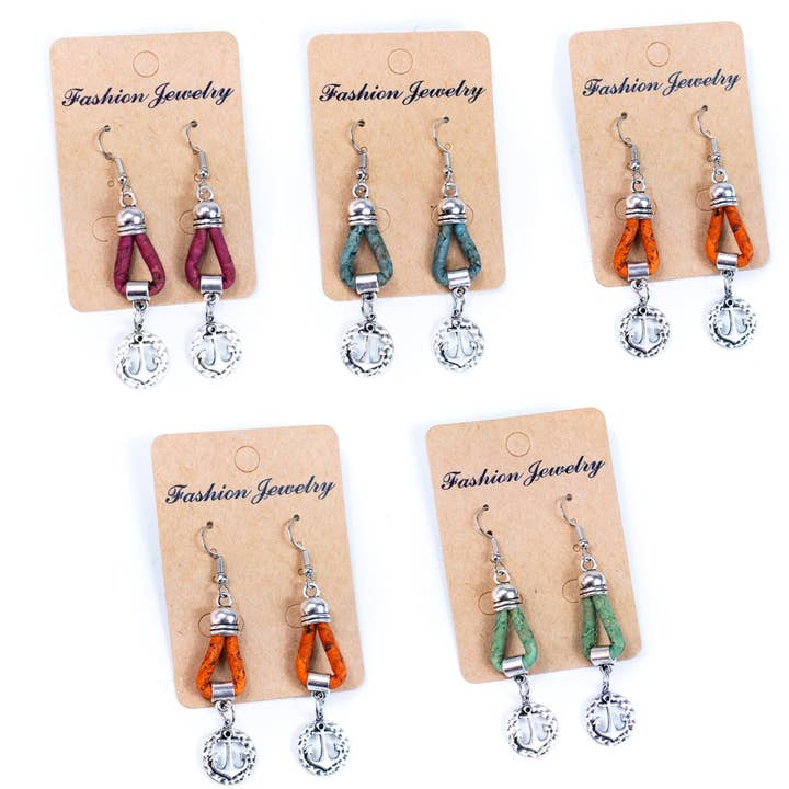 Naturliga handgjorda kork spjut örhängen för kvinnor-ER-160-MIX-5 för wholesale av Meninas Bonitas Cork