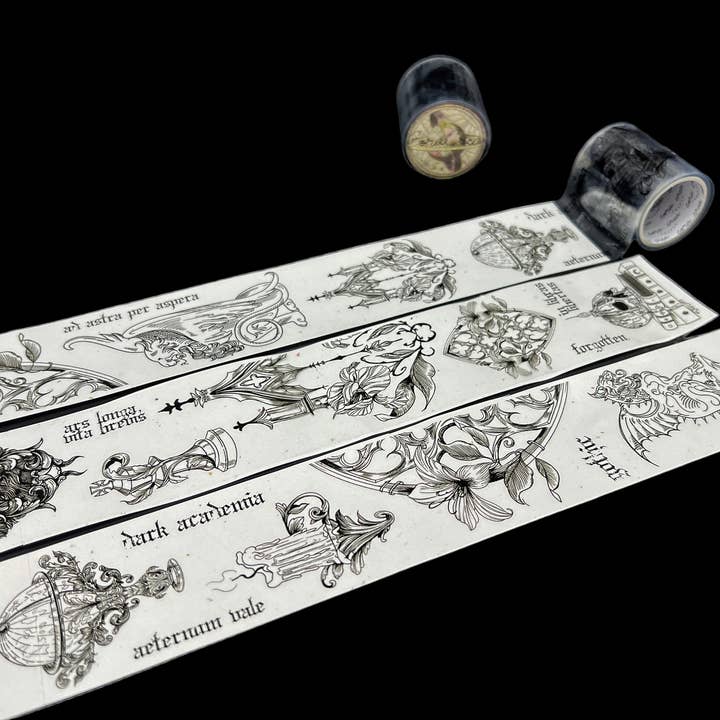 CoraCreaCrafts – Großhandel Washi-Tape – Dark Academia transparentes Klebeband