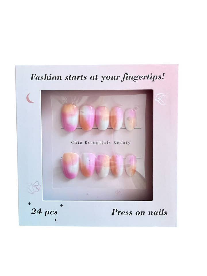 Soft Pastel Ombre Press-On Nails – Oval, 24 pcs for wholesale by Chic Essentials Beauty