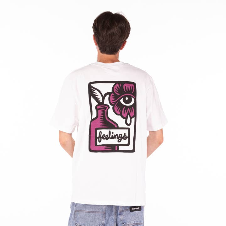 AndFeelings - Wholesale Screen Printed T-Shirt - Unisex - Flower Tee Shirt White
