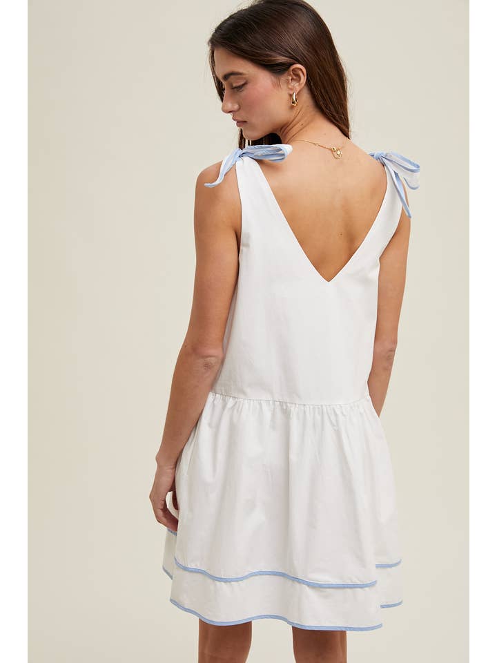 Wishlist Apparel - Venta al por mayor Vestido - Mujer - MINIVESTIDO CON TIRANTES ANUDADOS EN CONTRASTE/WL25-102516