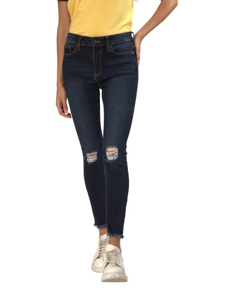 Womens Ripped Skinny Jeans Ladies Denim Bottoms Medium Blue for wholesale on Faire