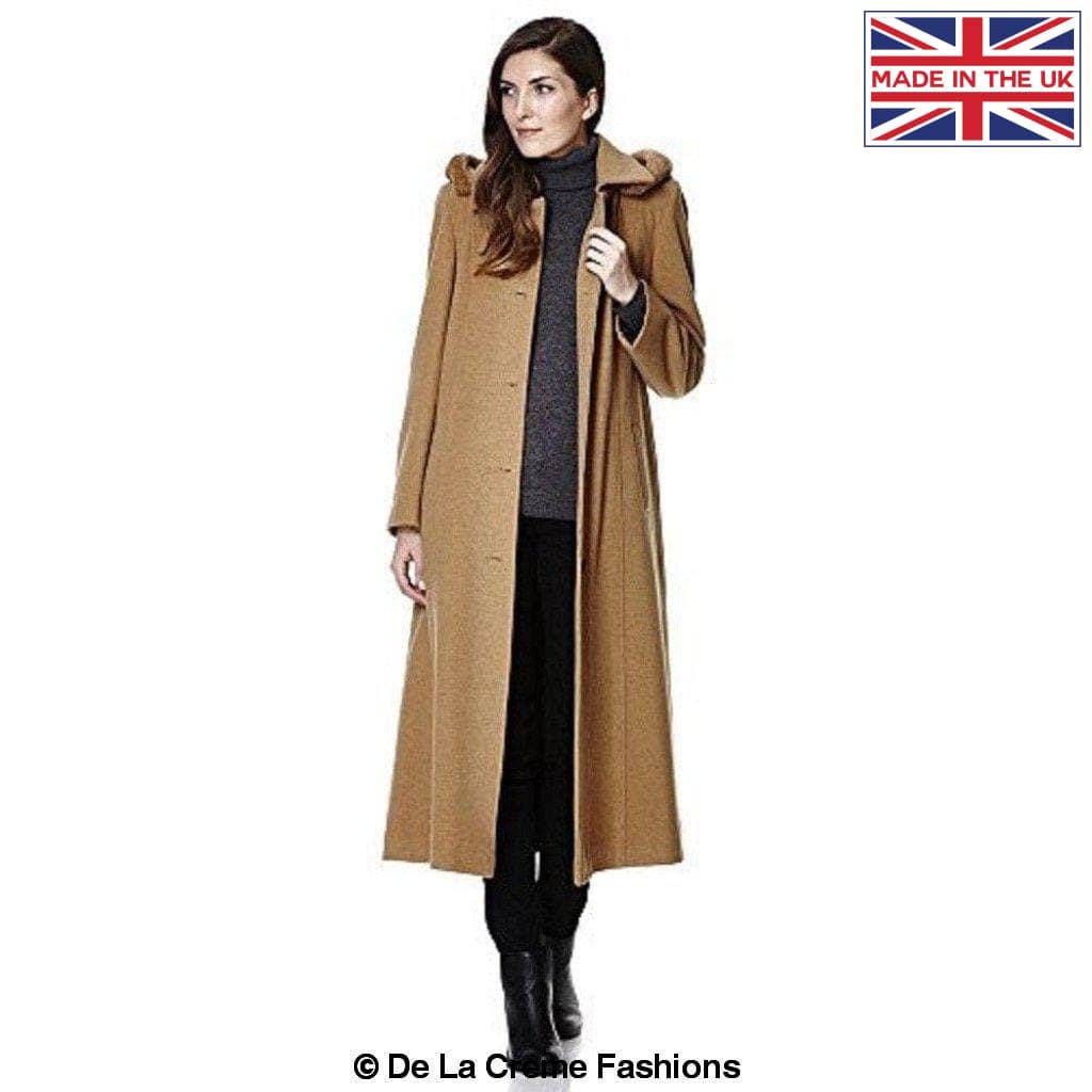 De La Creme Fashions – wholesale Fur/faux fur coat – Women's – Womens Wool Blend Faux Fur Trim Hooded Long Coat4