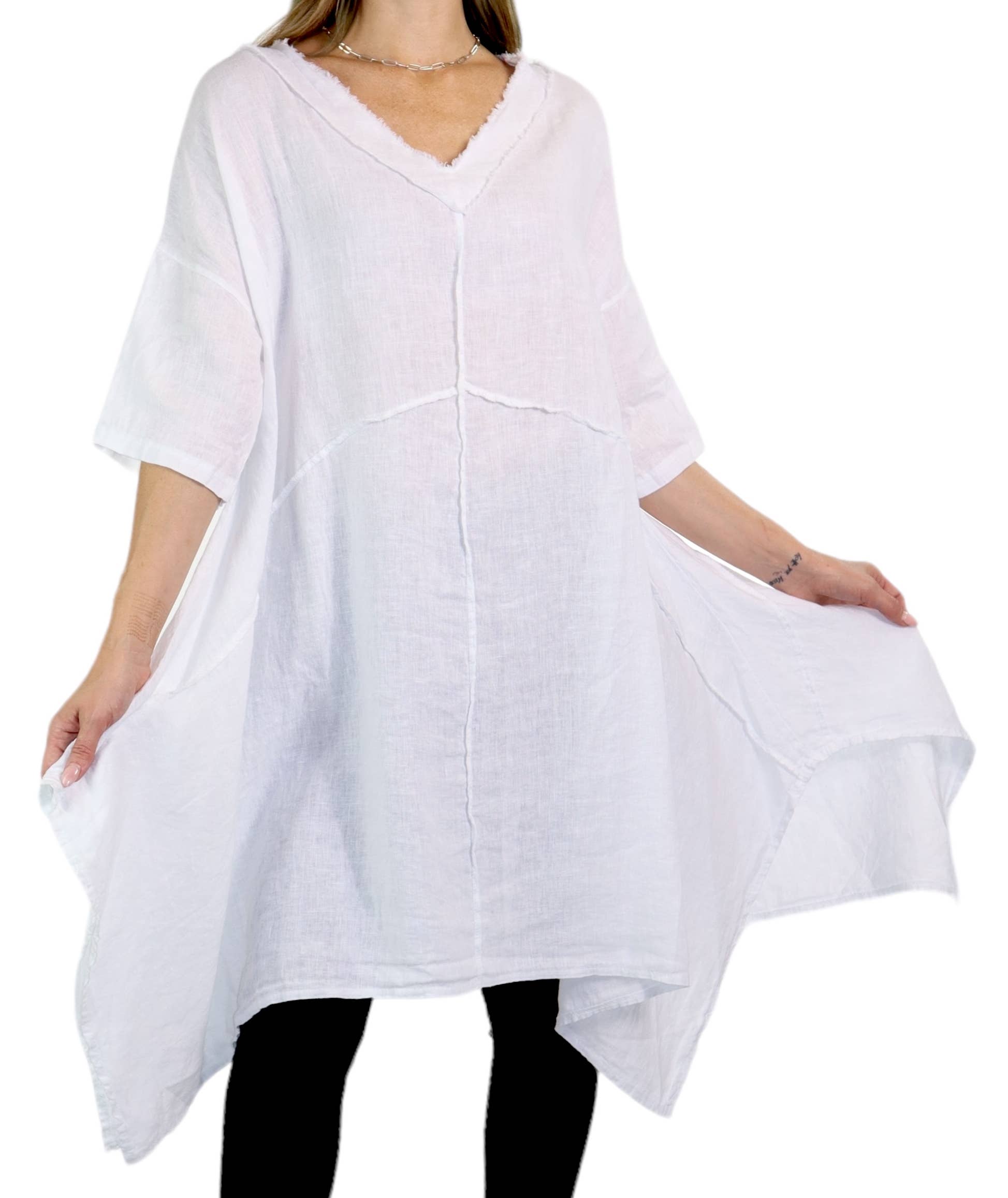 LINEN AND GAUZE - Wholesale Tunic - Women's - Asymmetrical and chic One size Premium washed Linen Tunic5