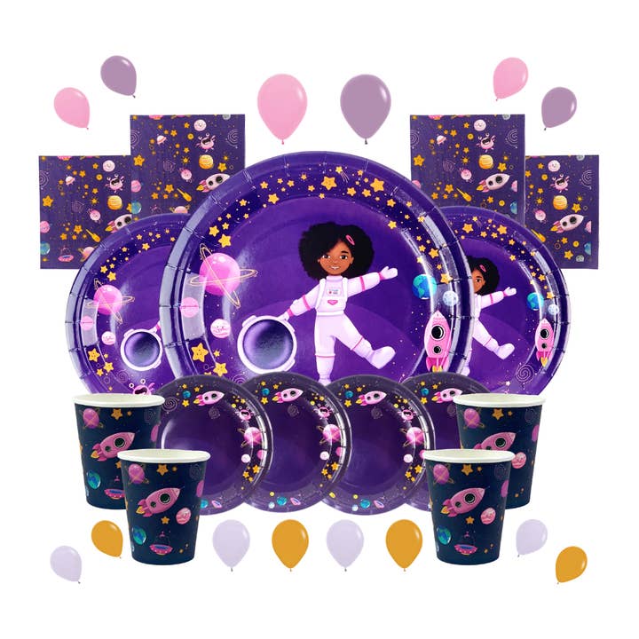 Set de Fiesta de Niña Astronauta (56 uds) para venta al por mayor de Anna + Pookie