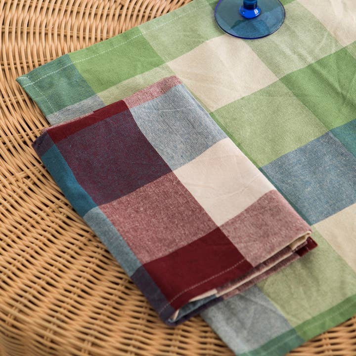Mahe Homeware - Wholesale Dinner & cloth napkin - Check Woven Cotton Napkin Multicolor Blue Aubergine 45X452