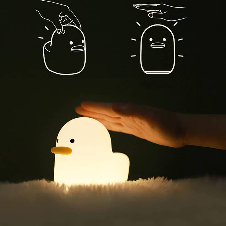 Soft white Dull Duck Sleep Lamp Cute Animal shaped LED Night Light Toy for wholesale on Faire