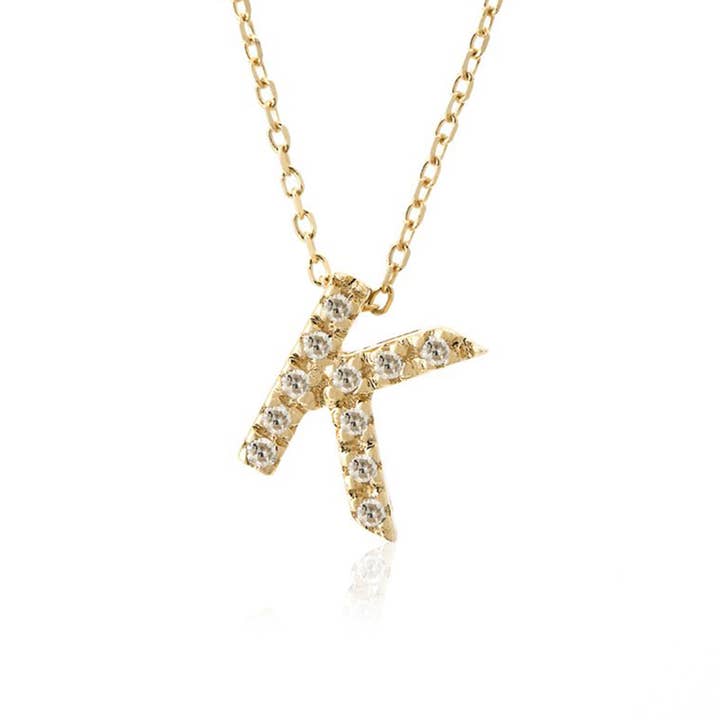 Single Initial Micro Pave Diamond Necklace for wholesale by Jane Basch Jewelry Designs