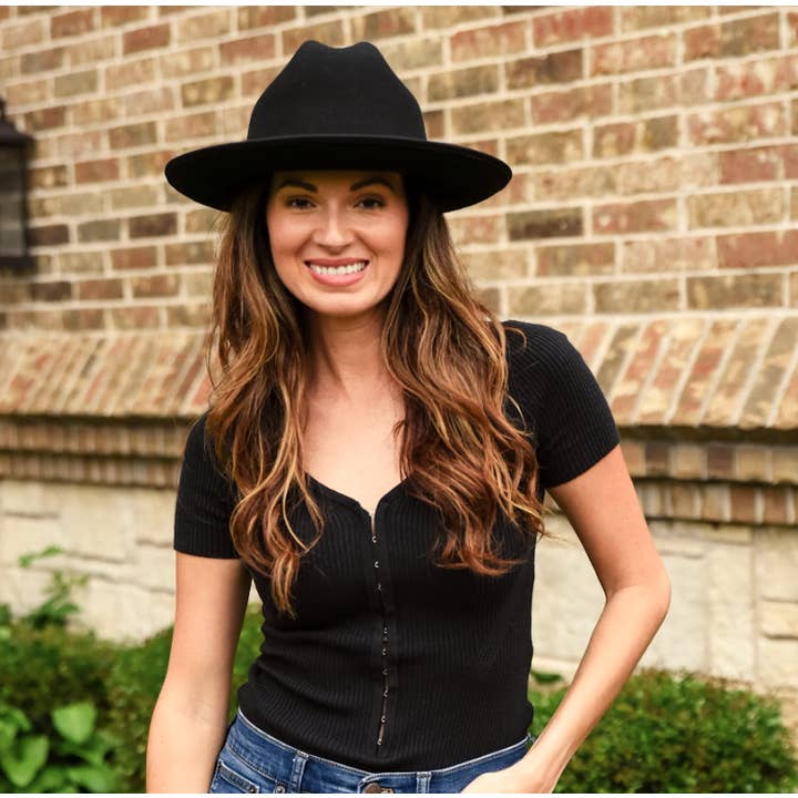 Black Wool Felt Open Road Fedora Hat - Style Dead End for wholesale on Faire7