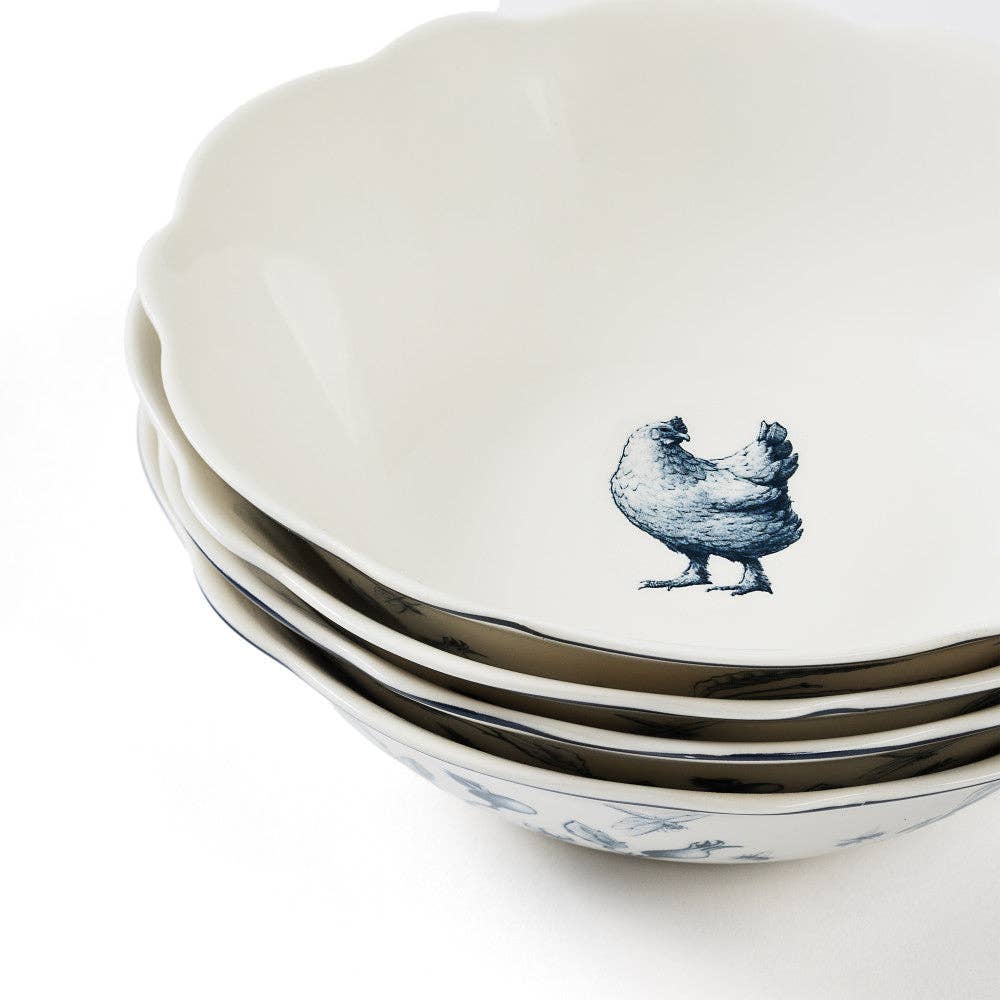 Blue Stallion Farm - Wholesale Serve Bowl - BLUE & WHITE GERTRUDE SALAD BOWLS SET OF 4 WITH GIFTBOX3