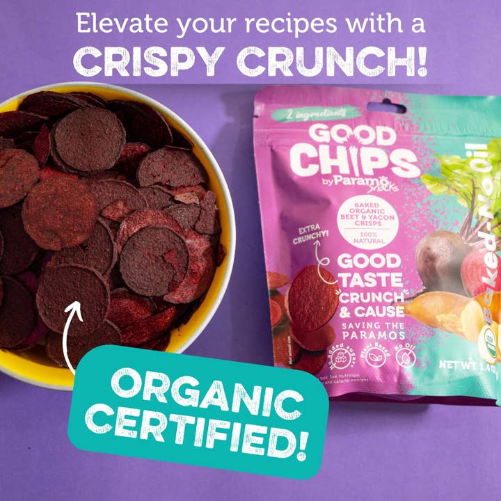 GOOD CHIPS by Paramo Snacks - Wholesale Chips - 12 count Baked Organic Beet and Yacon Chips - 0.7oz bags4