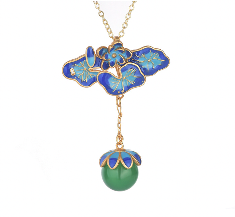 Bright MacMing - Wholesale Pendant/Charm Necklace - Enamel Lotus Leaves Necklace3