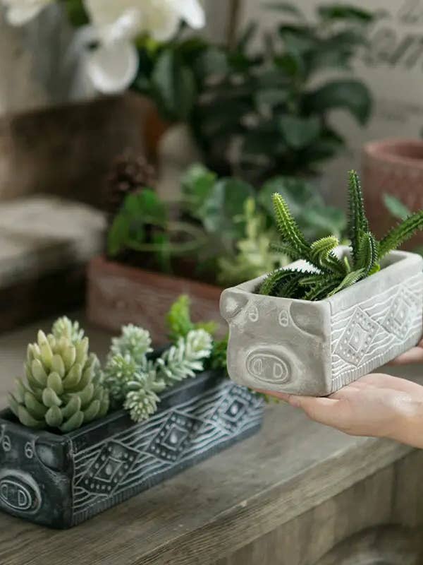 CEMENT PIG PLANTER for wholesale by Vagabond Vintage