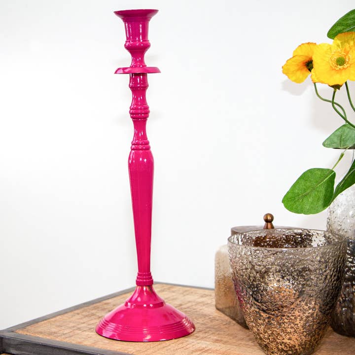 Kerzenhalter. 1 Kerze. Chabby Chic. Lackiert | Eisen. Rot | für den Großhandel von Antikas