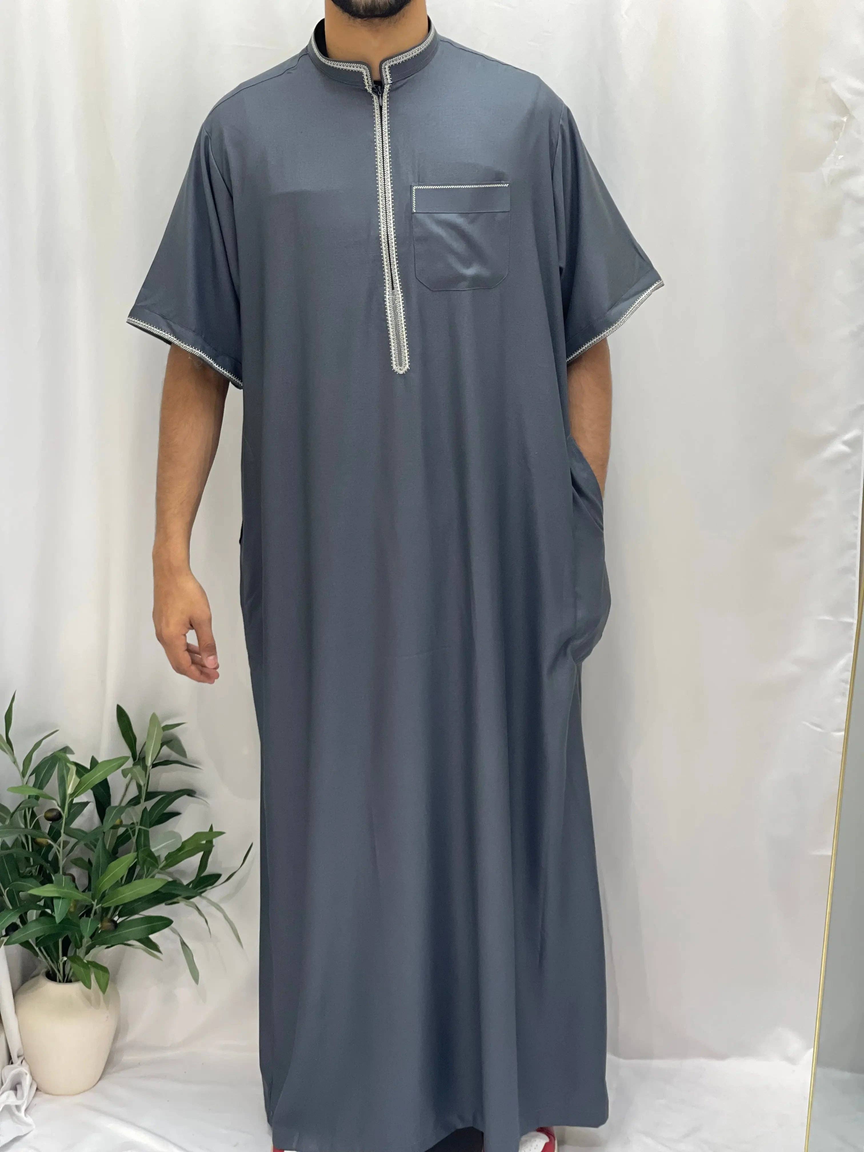 Palestinian Elegance - Wholesale  - Timeless Elegance: Men's Durable Kaftan Thobe with Gold Details24