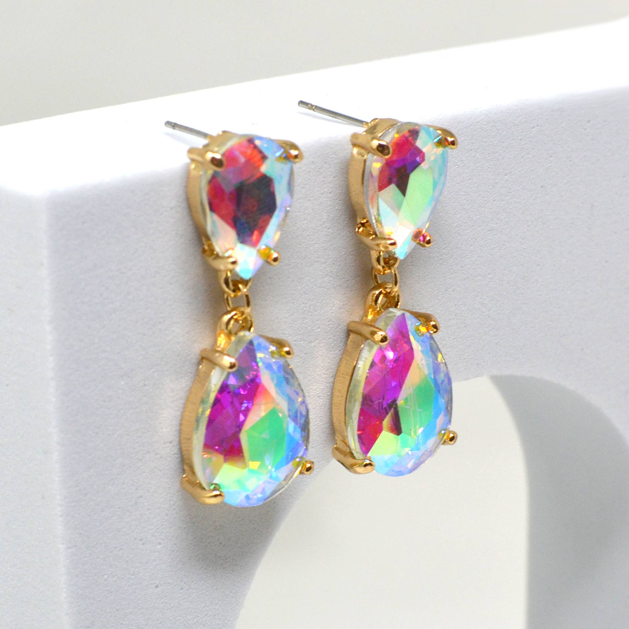 StarryNYC - Wholesale Dangle Earrings - Teardrop Glass Stone Dangle Crystal Bridal Earrings11