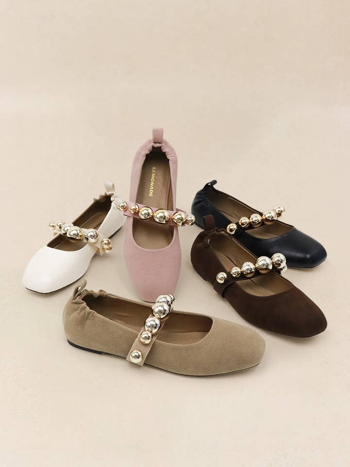 COLLEEN - FALL '25 Chic Ballet Flat with Gold Details for wholesale by Lemonade Shoes