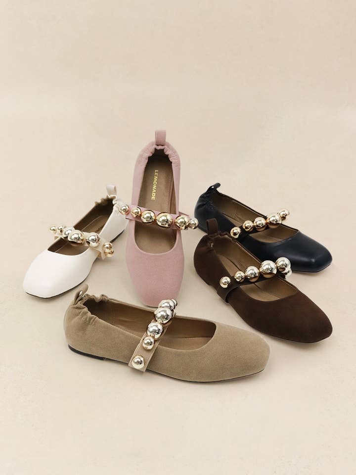 Lemonade Shoes - Wholesale Flats - Women's - COLLEEN - FALL '25 Chic Ballet Flat with Gold Details9