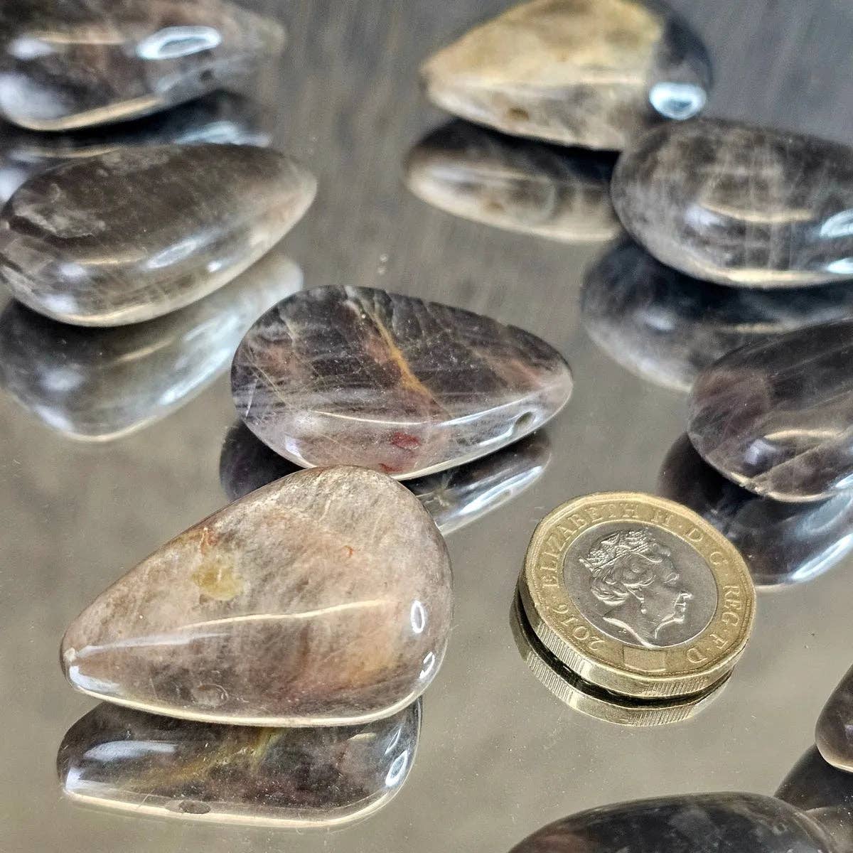 Distinction Crystals – wholesale Spiritual stone/crystal – Black Moonstone Crystal Drilled Cabochons1