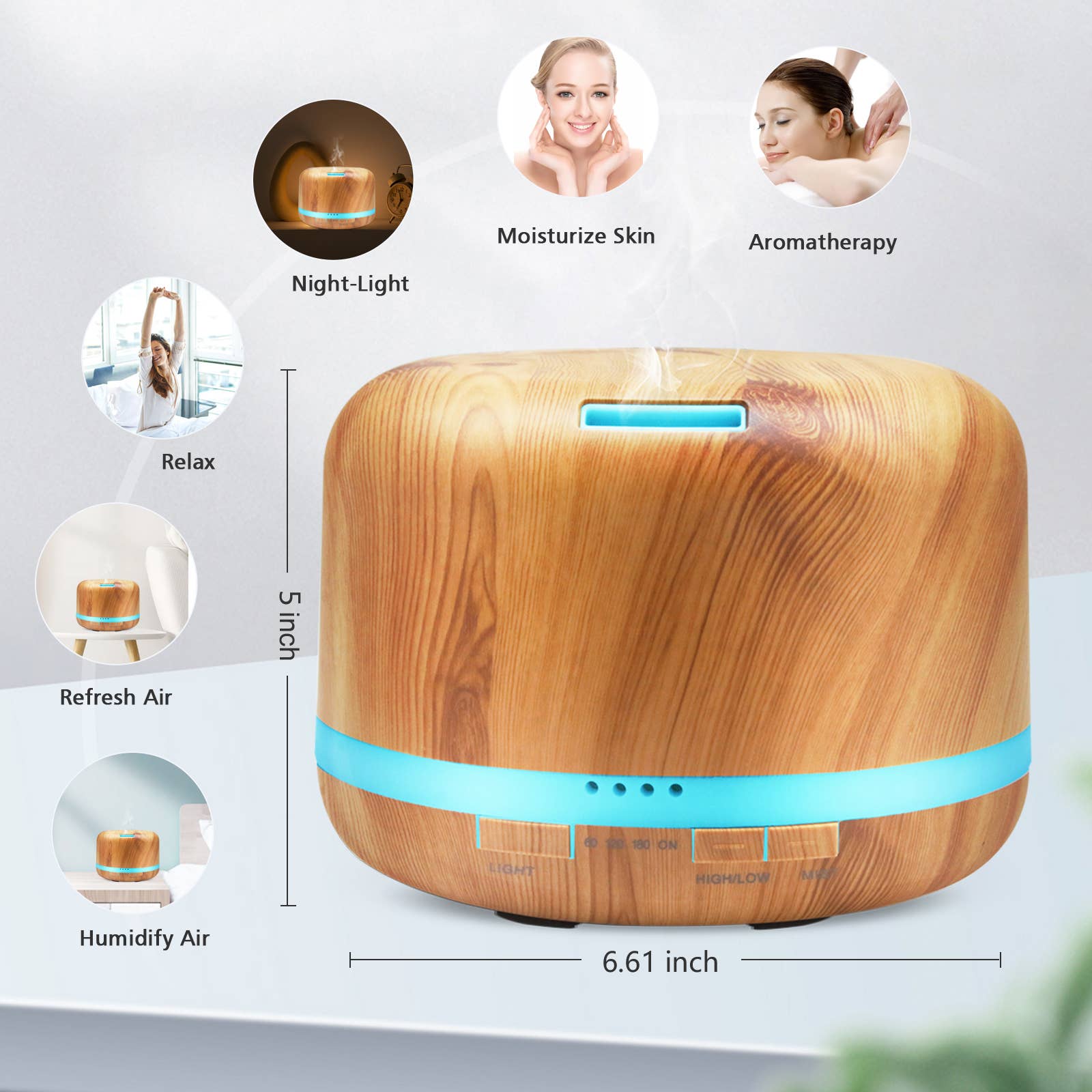 DAROMA - Vendita all'ingrosso Diffusore elettronico - Diffusore di Aromaterapia da 500ml con Telecomando5