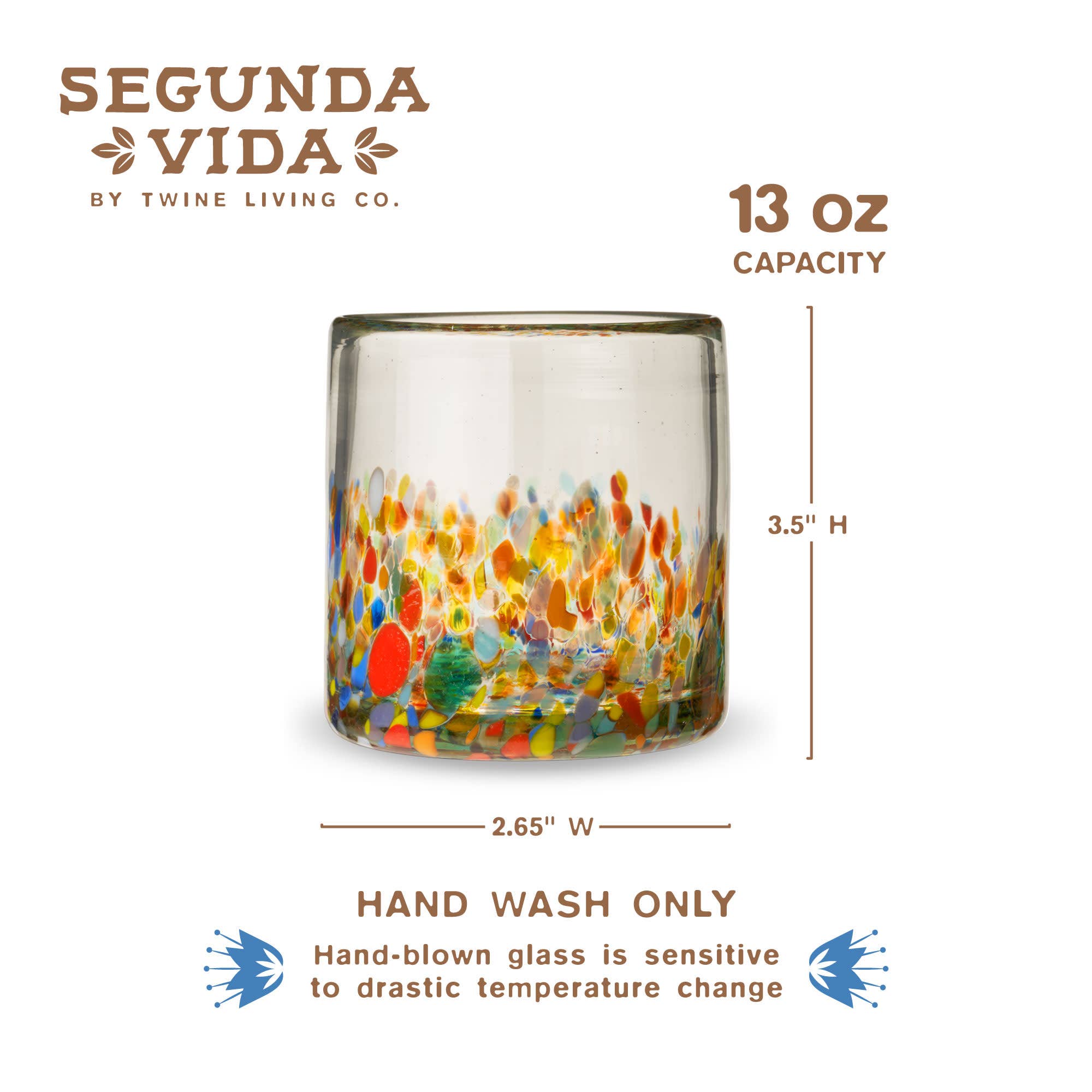 Twine - Wholesale Cocktail/Liquor Glass - Segunda Vida Artistico Recycled Glass Tumblers Set of 25