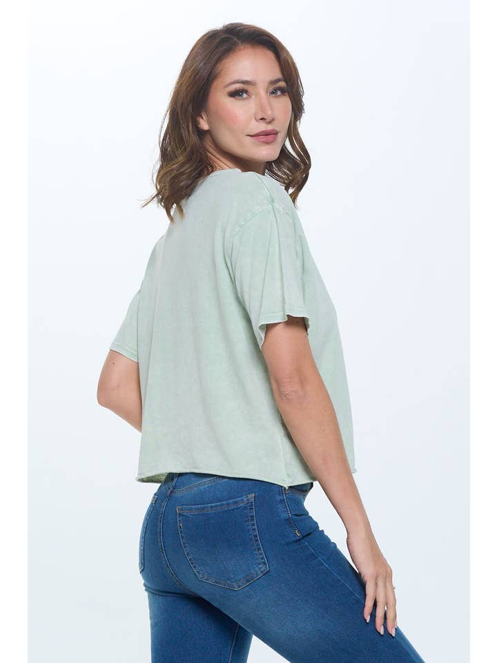 Knit Riot - Wholesale Knit top – Women's - Blank Mineral Washed Cropped Tee8