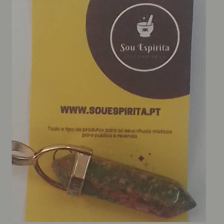 Unakite Bullet Pendant with Gold for wholesale by EMTUACASA