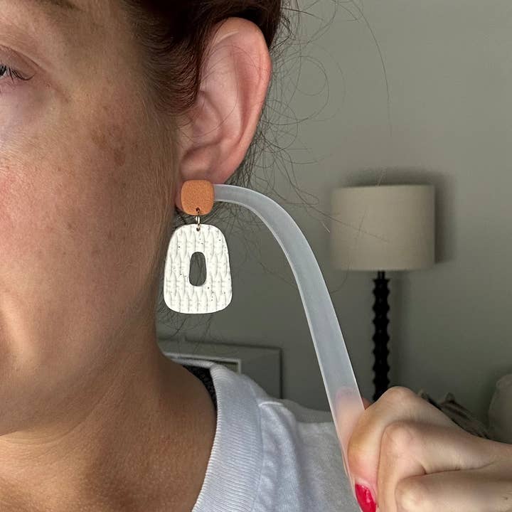 Mellow Dove Designs - Wholesale Dangle Earrings - Ivory Rattan Clay Earrings | Boho | Neutral1