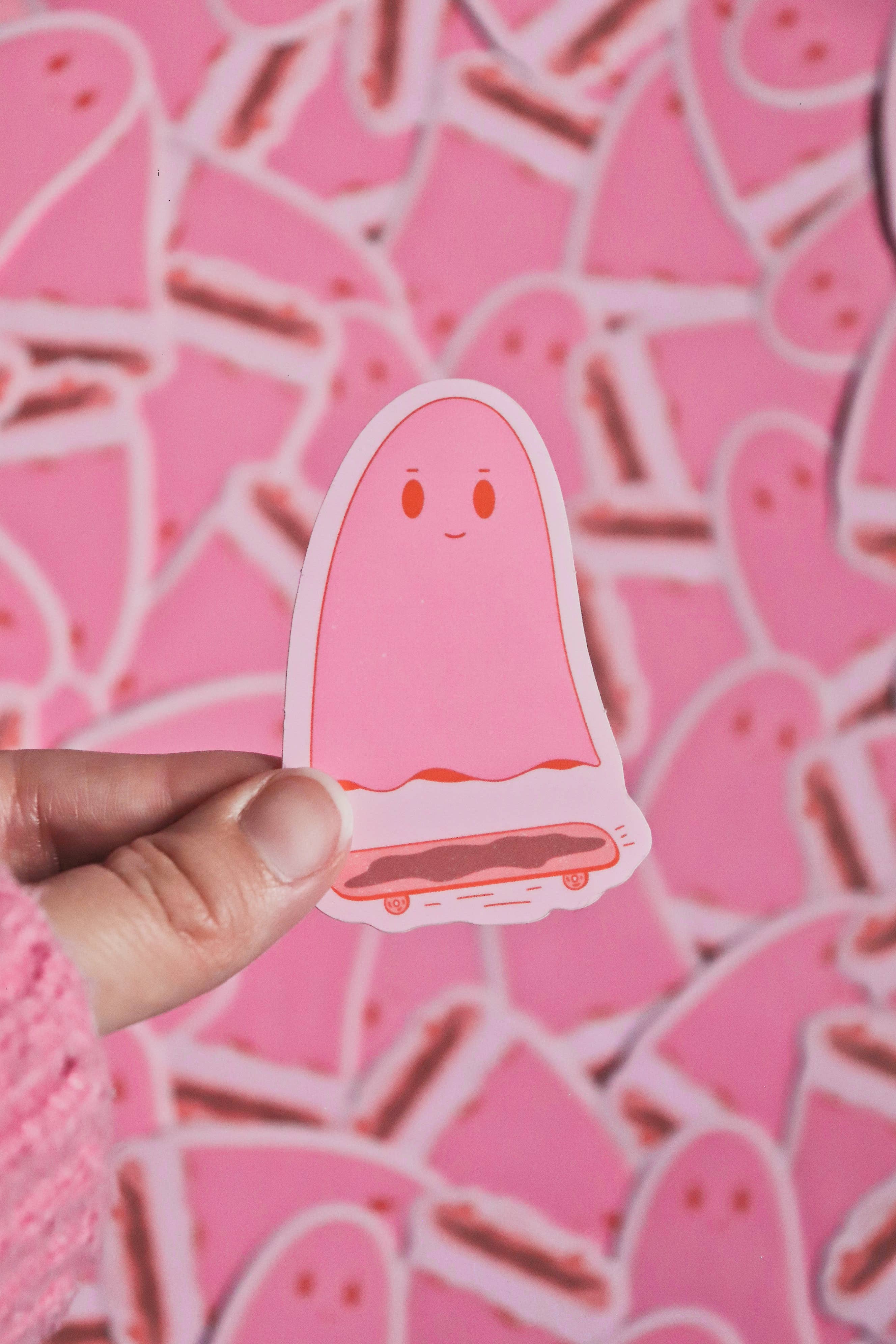 Day Dreamer Studios - Wholesale Sticker - Skateboarding Ghostie | Glossy Waterproof Vinyl Sticker5