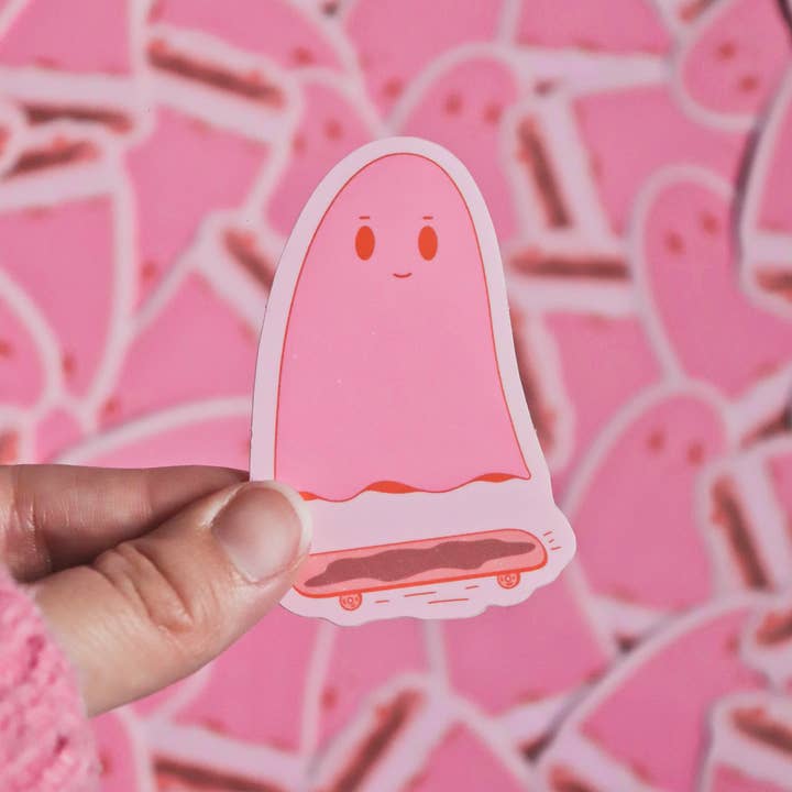 Day Dreamer Studios - Wholesale Sticker - Skateboarding Ghostie | Glossy Waterproof Vinyl Sticker5