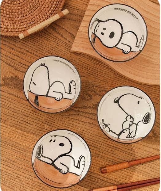 K-Wonderland - Wholesale Bowl - Snoopy Daily Kitchenware Ceramic Bowl 4PCS Gift Box SET15