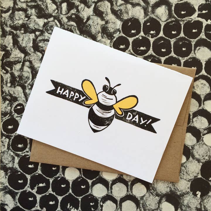 Cartão feliz do dia da abelha por atacado de cheeky beak