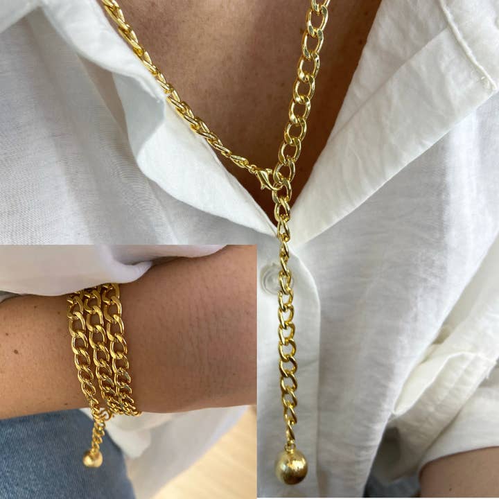 A.B. Paris - Wholesale Link & Chain Bracelet - Tressia / triple wrap necklace or bracelet4