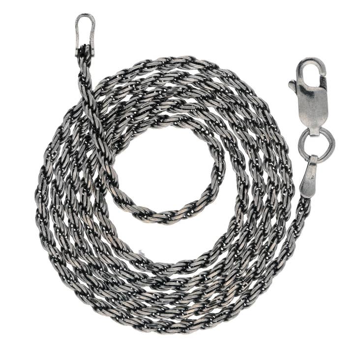 2mm Sterling Silver Antiqued Diamond-Cut Rope Chain Necklace for wholesale by Silver Insanity