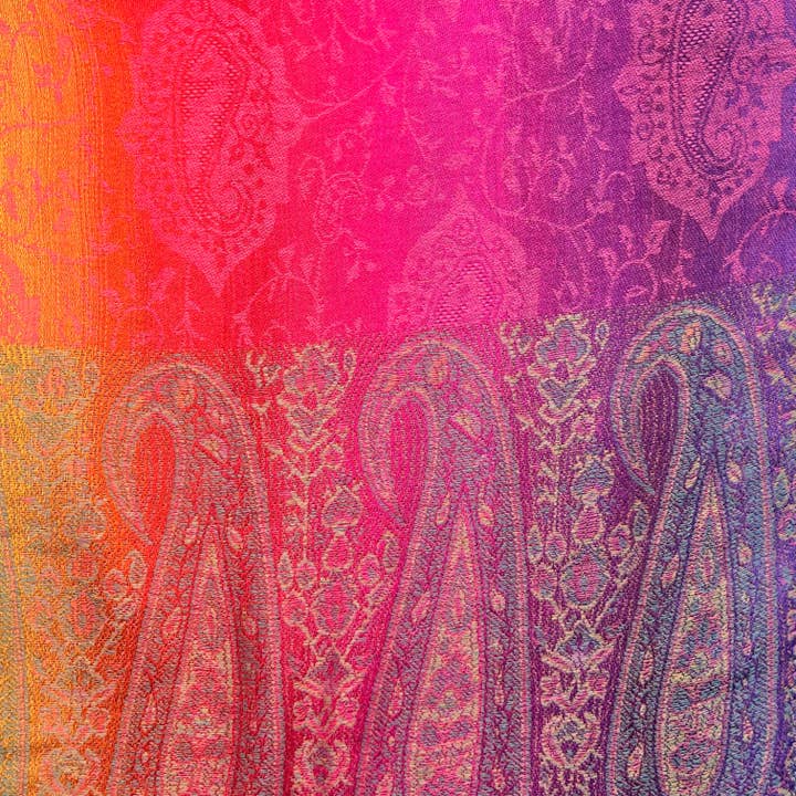 London Scarves - Wholesale Scarf – Women's - Rainbow Pashmina paisley print with tassels17