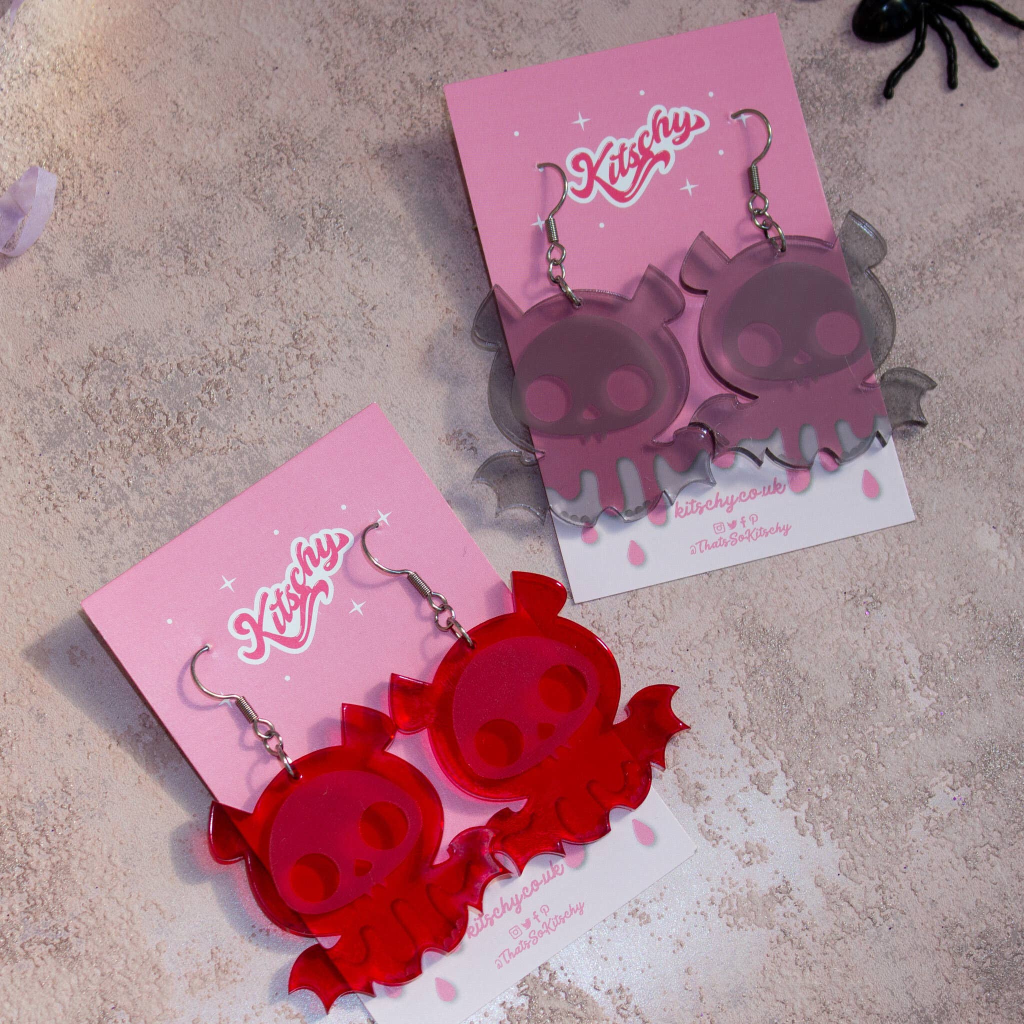 Kitschy - Wholesale Dangle Earrings - Skelli Bat Earrings Laser Cut Acrylic1