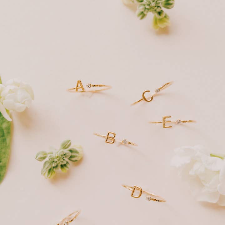 Katie Dean - Wholesale Band/Stacked Ring - 18K Gold Plated, Size 6 Initial Ring14