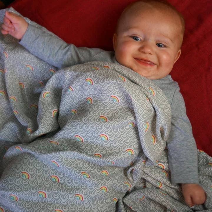 Rainbow - 1 Single Layer Swaddles 50"x50" made from Bamboo, muslin, nursing cover, large size light weight blanket for wholesale by Bambino Land