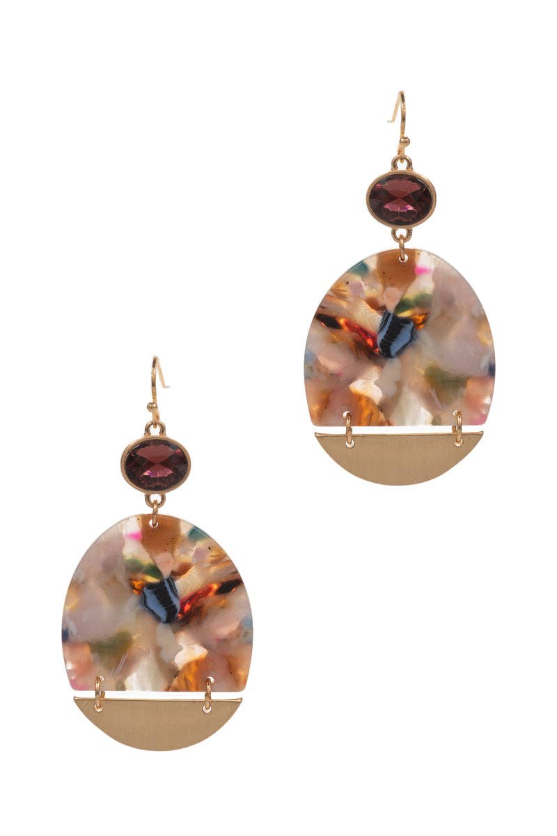 Designature New York - Wholesale Dangle Earrings - Oval Shaped Acetate With Glass Hook Earrings3