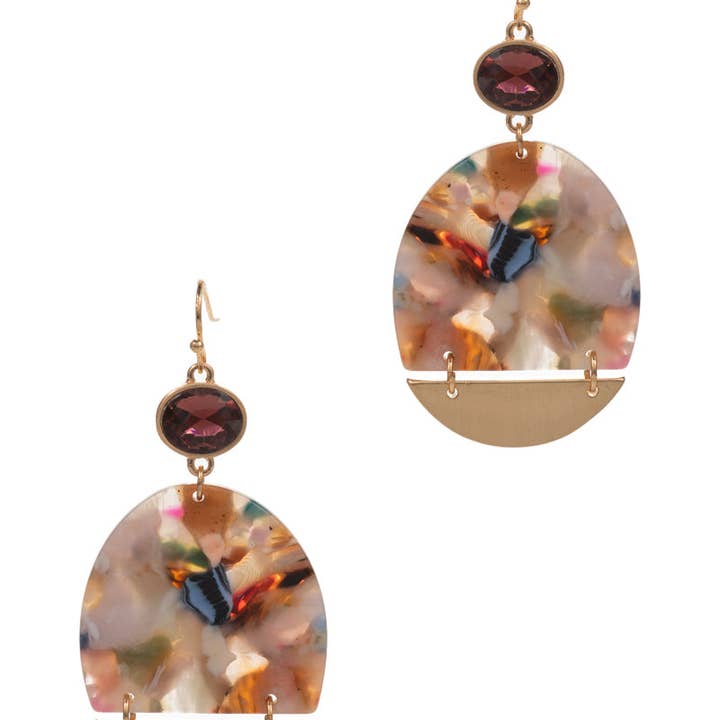 Designature New York – Großhandel Ohrhänger – Ovalförmige Acetat-Ohrringe mit Glas-Haken3