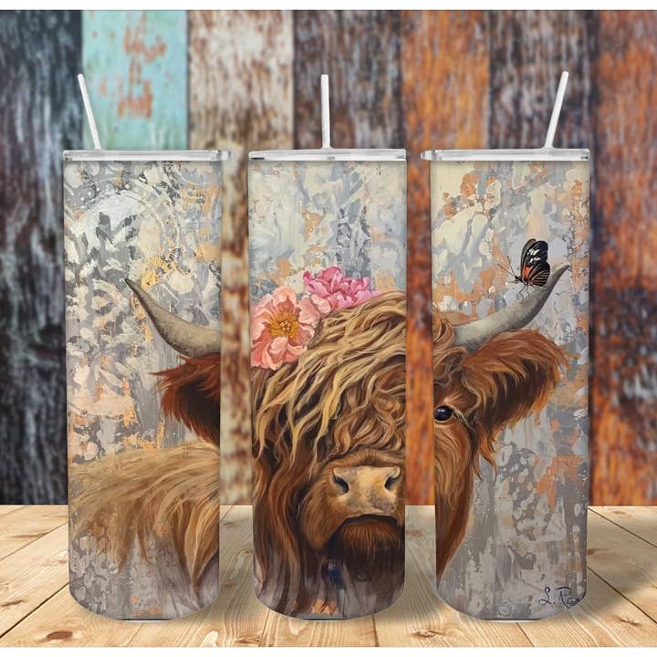 20oz Highland Cow 1 for wholesale by FloBama Girls Wholesale