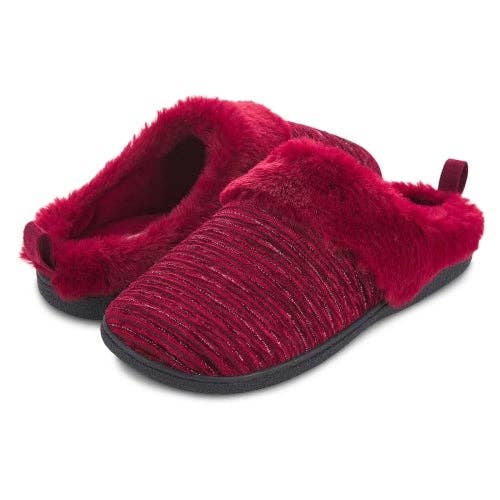 Pantoufles à sabots ruchés rubis pour femmes pour la vente par Floopi