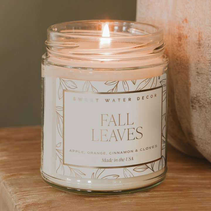 Vela de Soja de 9 oz Hojas de Otoño - Decoración y Regalos de Otoño para venta al por mayor de Sweet Water Decor