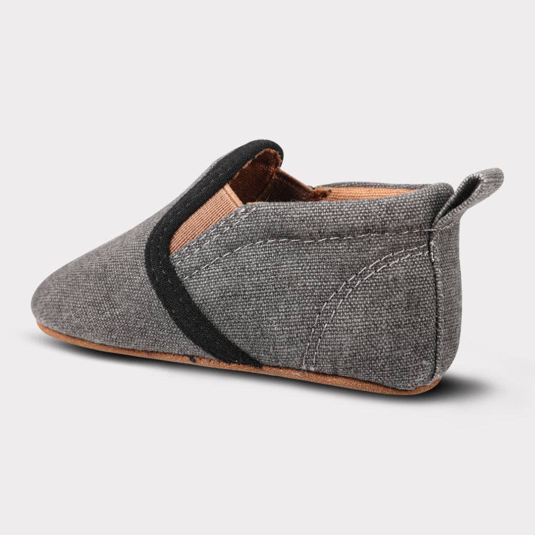 Charcoal Brown Rascal Soft Sole Boys Slip-On Crib Shoe for wholesale on Faire5