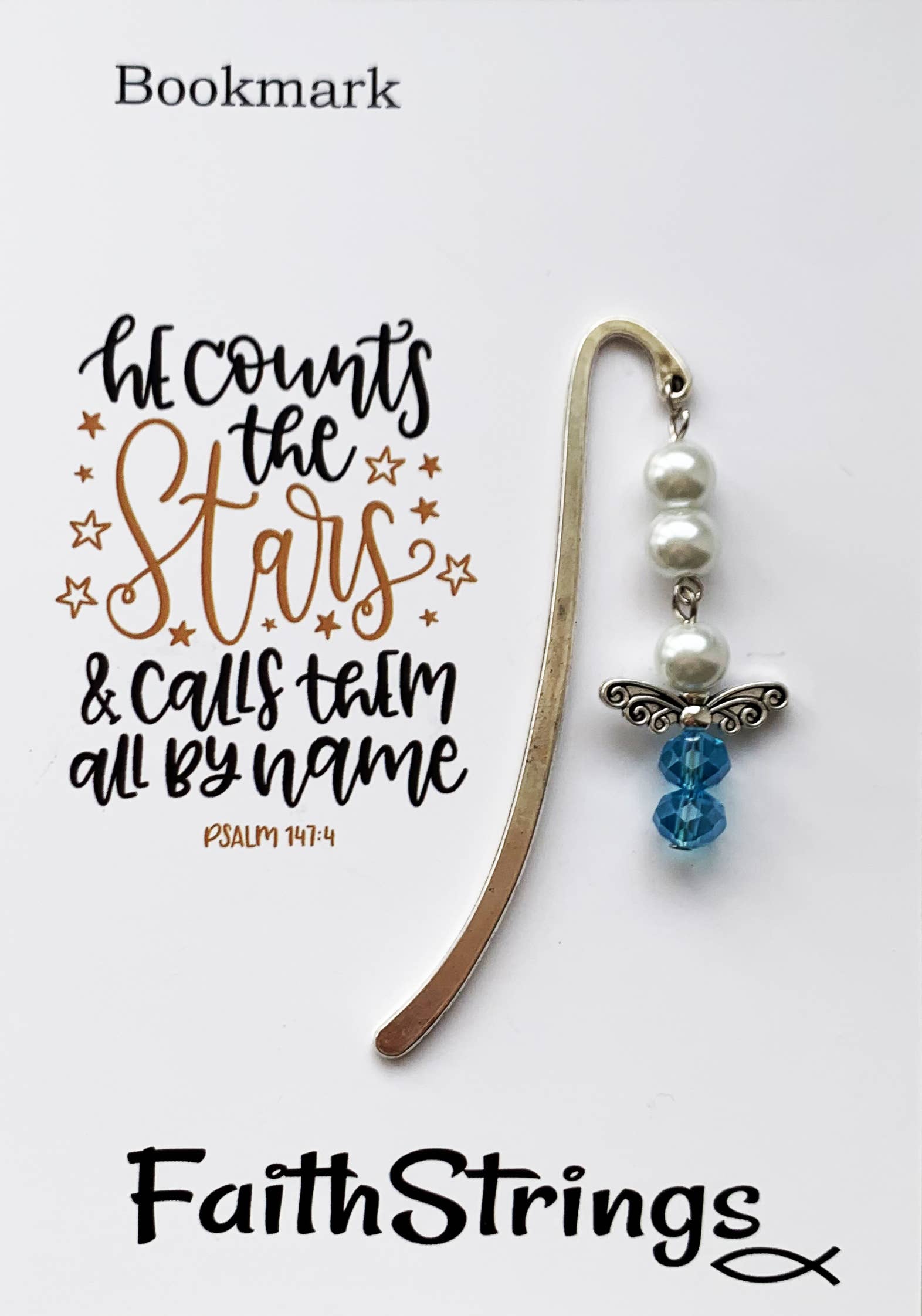 Faithstrings - Vendita all'ingrosso Segnalibro - Segnalibro in miniatura a forma di angelo, regalo cristiano, Bibbia che legge stelle2