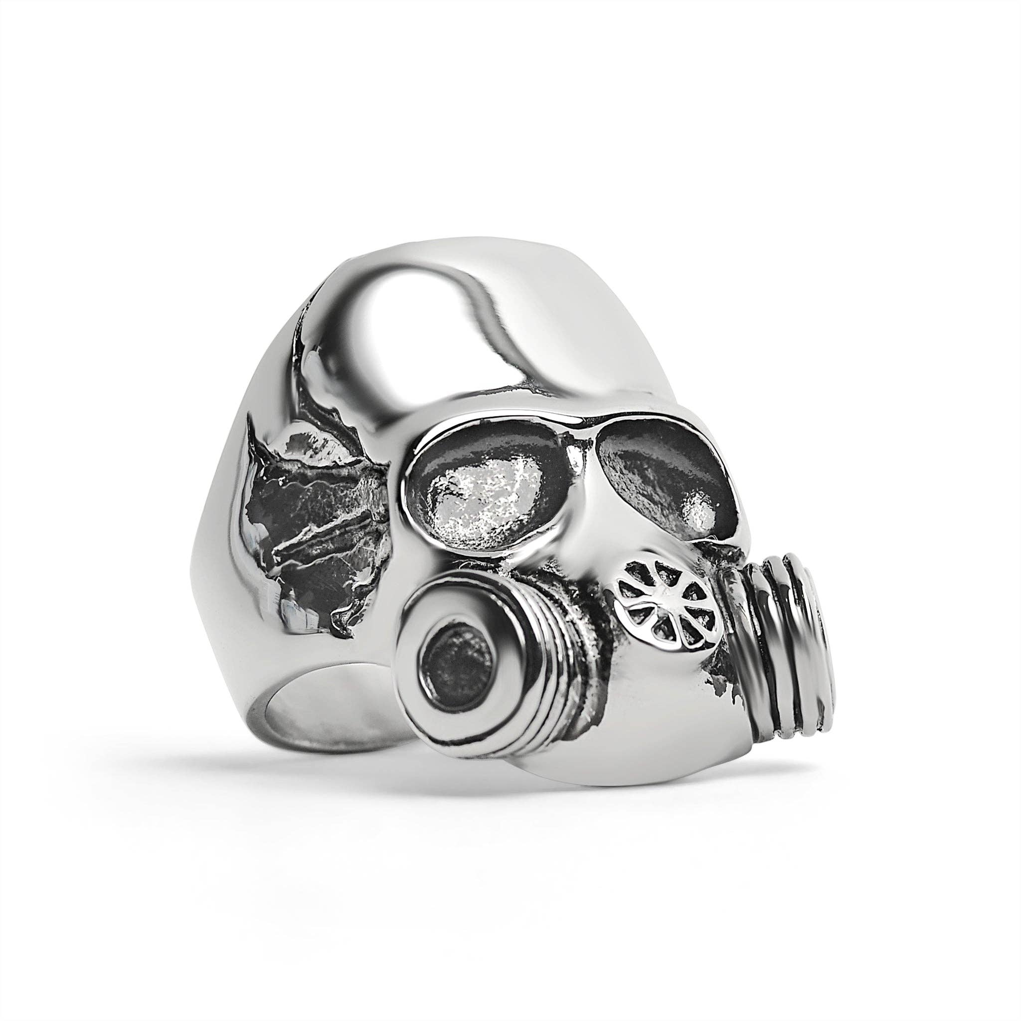 WJW - Wholesale Cocktail/Statement Ring - Stainless Steel Gas Mask Skull Ring1